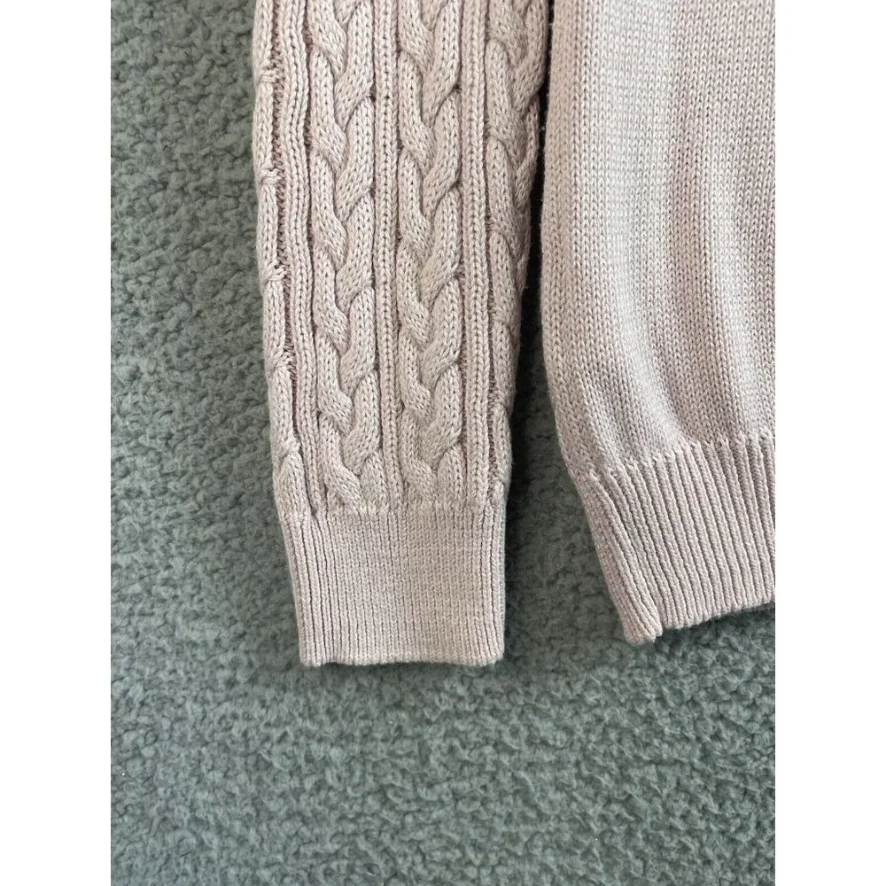 H&M Womens Sweater Size S Pink Cable Knit Pullover Long Sleeve Crew Neck Basic - Picture 4 of 9